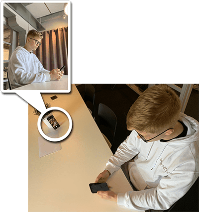 person with 2 phones