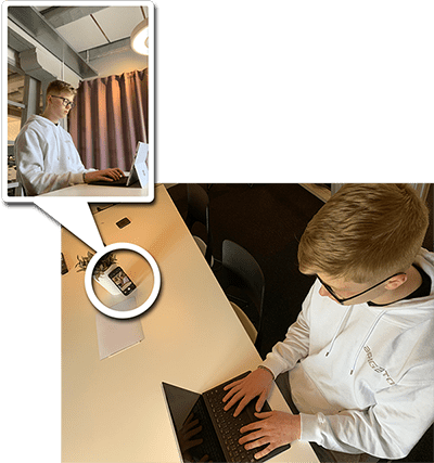 person with laptop and phone