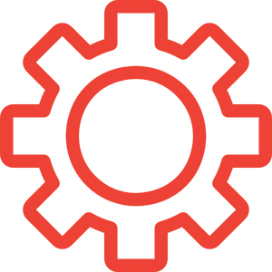 Red cog wheel icon