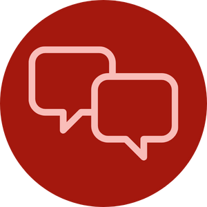 Pink and red language development icon