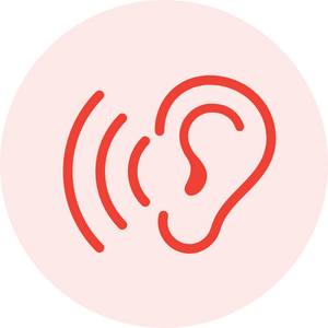 Pink and red icon Hear