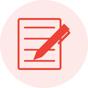 Pink and red icon Write