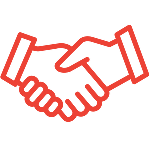 Red handshake icon